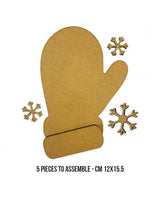 Madera Silueta DM stamperia Guantes y copos de nieve 2