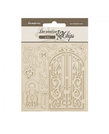 CHIPS Stamperia OLD LACE GATE AND KEY 1