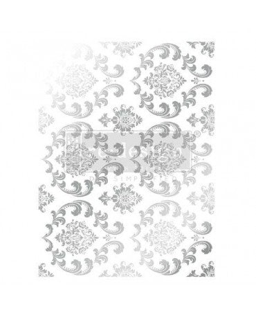 Transfer Rub On PRIMA foil Casa de Damasco plateada 45x60 cm 1