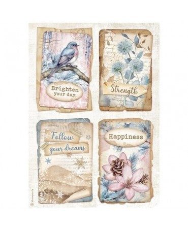 Papel arroz Stamperia A4 Dewdrops Paper 4 Cards 1