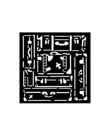 STENCIL Stamperia 12x12 cm ART OF TRAVELLING SUITCASES 1