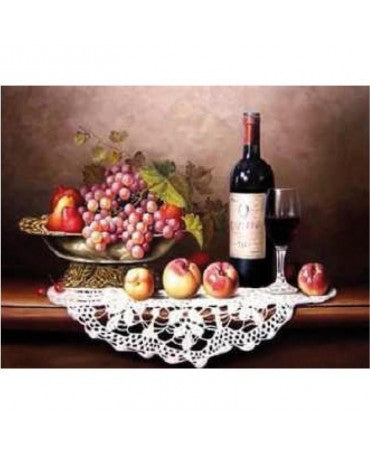 Pintar por números 30x40 cm Artis decor Bodegón fruta vino 1