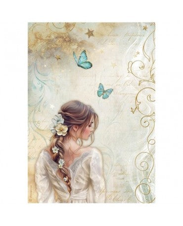 Papel arroz Stamperia A4 Masquerade Lady Butterfly 1