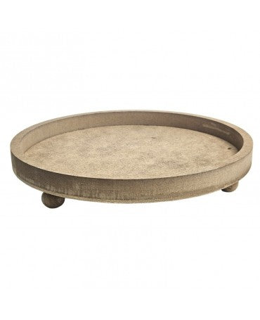 Madera Bandeja redonda 3 patas 1