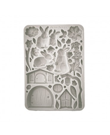 Molde STAMPERIA silicona A5 RABBIT AND FLOWERS 1