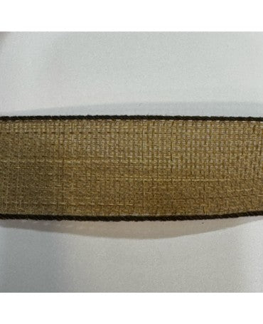 CINTA LAZO YUTE NATURAL 1M/38MM borde marrón 1