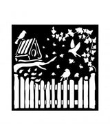 STENCIL Stamperia 18x18cm House of Roses Fence and Birds 1
