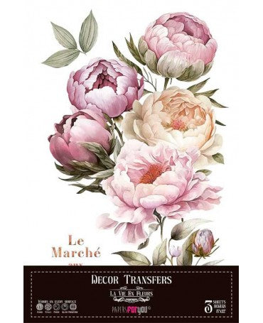 Transfer Rub On PFY Peonies 20x30 - 3 hojas (Peonies) 1