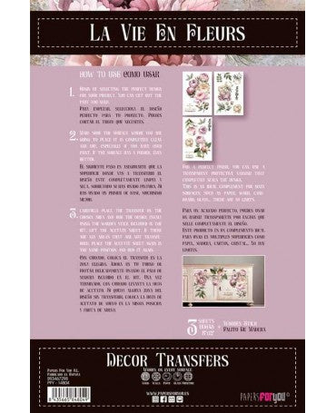 Transfer Rub On PFY Peonies 20x30 - 3 hojas (Peonies) 2