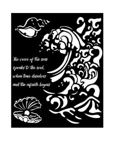 STENCIL STAMPERIA 20x25cm Silent Sea Wave and Shell 1