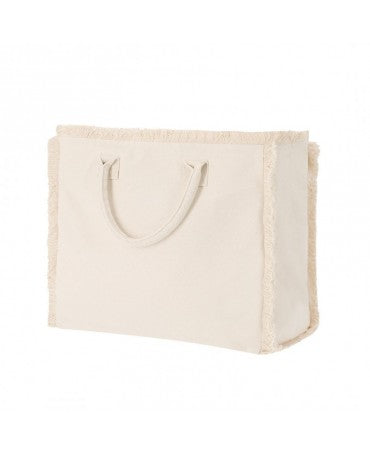 Bolsa zipper algodón flecos 32x36cm 1
