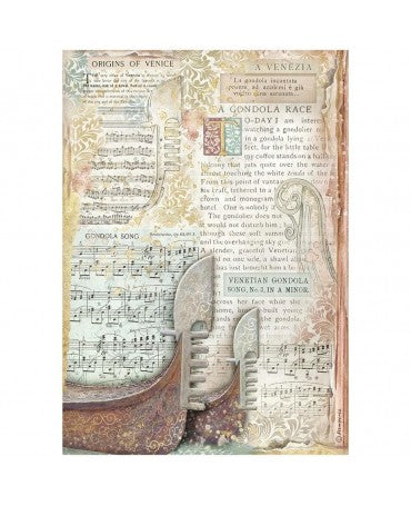 Papel arroz Stamperia A4 Venice City of Art Palace Gondola 1