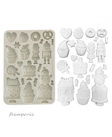 Molde STAMPERIA silicona A5 CANDY CHRISTMAS pasteles 1