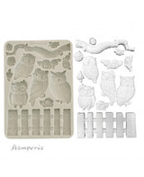 Molde STAMPERIA silicona A5 OWL´S HOUSE buhos 1