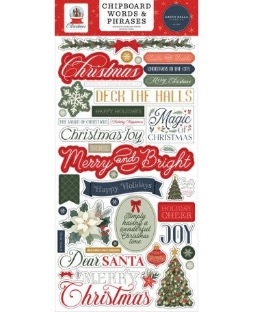 Chipboard CARTA BELLA Christmas In The City Chipboard Words & Phrases 1