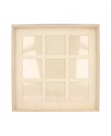 Madera Marco profundo con boquillas con 9 pequeñas Ventanas 32,5 x 32,5 x 4 cm 1
