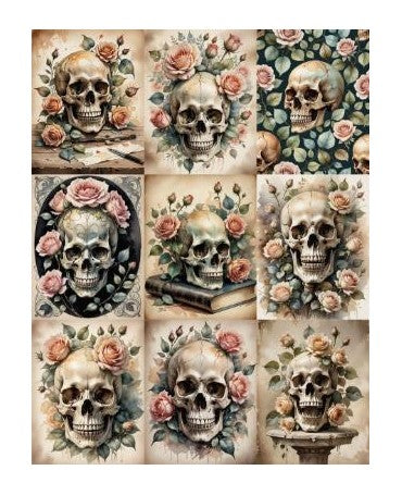 Papel Seda A4 Calavera Flores 2 1