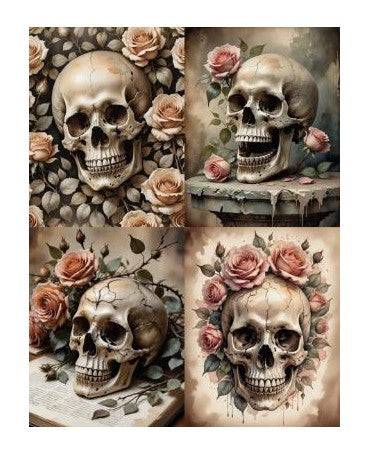 Papel Seda A4 Calavera Flores 5 1