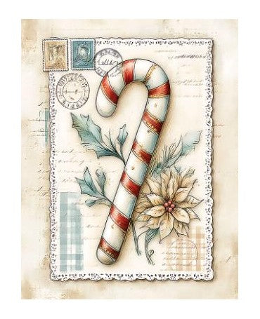 Papel Seda A4 Navidad Dibujo Azul 4 Bastón caramelo 1