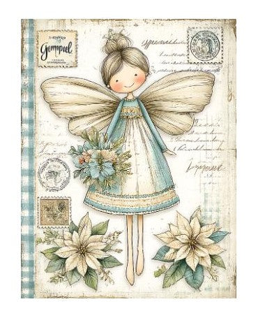 Papel Seda A4 Navidad Dibujo Azul 8 Muñeca 1