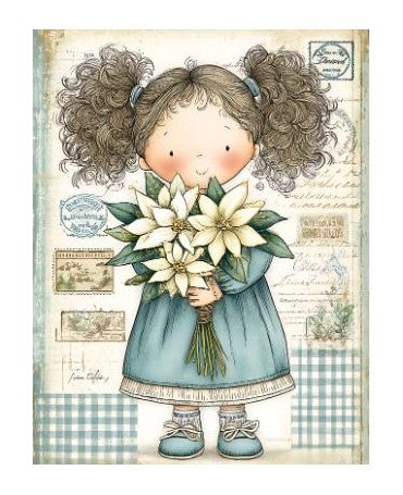 Papel Seda A4 Navidad Dibujo Azul 15 Muñeca 1