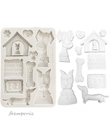 Molde STAMPERIA silicona A5 Furry Friends dogs 1