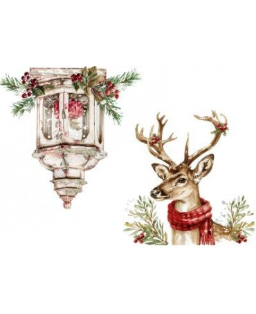 Papel Seda A4 Navidad Elementos 223 Farol + Ciervo 1