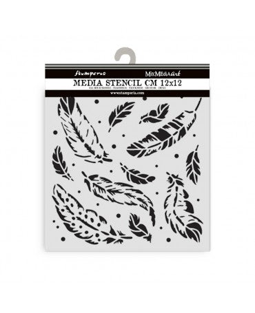 STENCIL Stamperia 12x12 cm Herbarium Silvae Feather Pattern 1