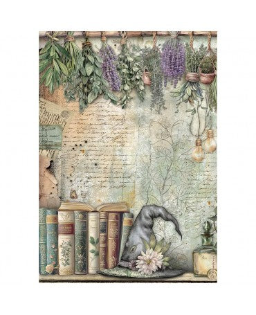 Papel arroz Stamperia A4 Herbarium Silvae Books 1