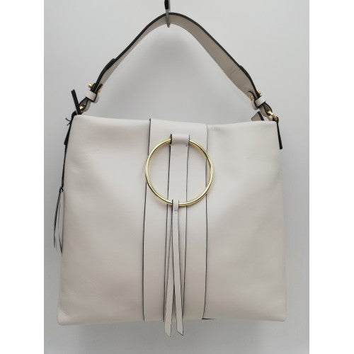 Bolso de piel con aro dorado blanco gianni chiarini 1