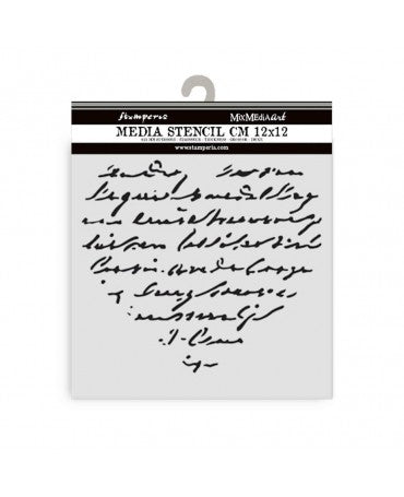 STENCIL Stamperia 12x12 cm Family Heart With Writing 1