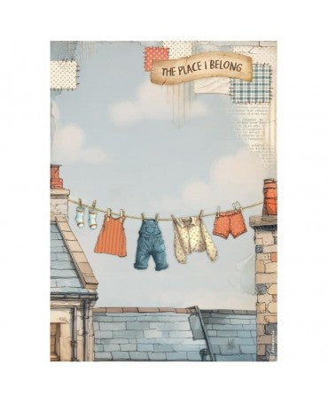 Papel arroz Stamperia A4 Family Fresh Laundry 1
