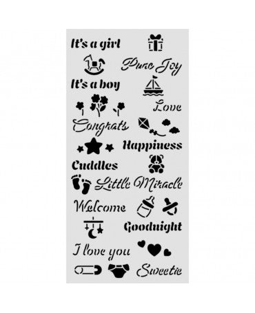 STENCIL Stamperia 12x25cm Baby Quotes 1