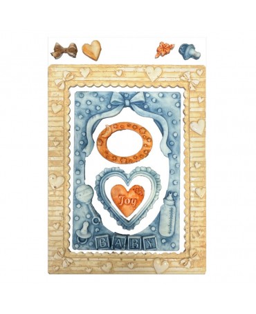 Molde STAMPERIA silicona A5 Baby Frames and Hearts 2