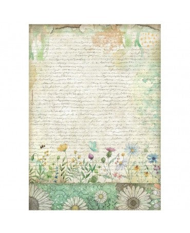 Papel arroz Stamperia A4 Daisy Art Handmade Letter with Flowers 1