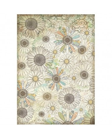 Papel arroz Stamperia A4 Daisy Art Stylized Daisy Pattern 1