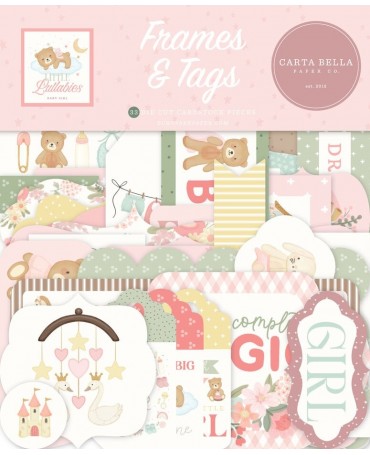 Die Cuts Ephemera Carta Bella Little Lullabies Baby Girl Frames & Tags 1