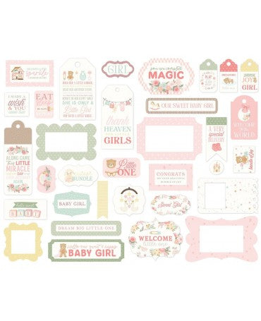 Die Cuts Ephemera Carta Bella Little Lullabies Baby Girl Frames & Tags 2