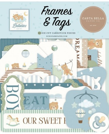 Die Cuts Ephemera Carta Bella Little Lullabies Baby Boy Frames & Tags 1