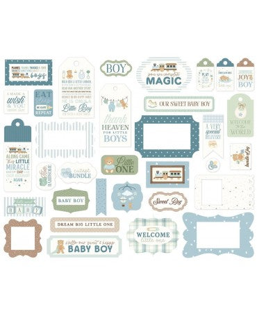 Die Cuts Ephemera Carta Bella Little Lullabies Baby Boy Frames & Tags 2