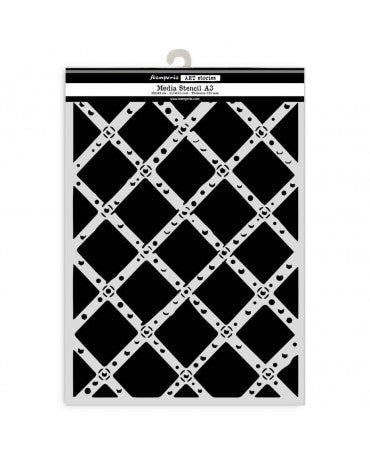 STENCIL Stamperia A3 Art Stories Grid Pattern by Antonis Tzanidakis 1