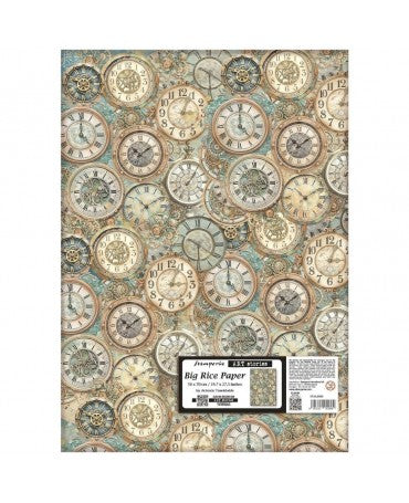 Papel arroz Stamperia 50x70 Art Stories Clocks Pattern 1
