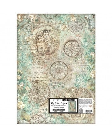 Papel arroz Stamperia 50x70 Art Stories Clocks and Roses 1