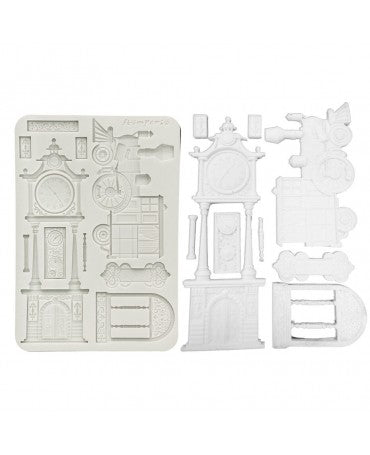 Molde STAMPERIA silicona A5 Gardens of Time Train and Longcase Clock 1