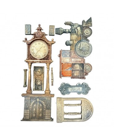 Molde STAMPERIA silicona A5 Gardens of Time Train and Longcase Clock 2