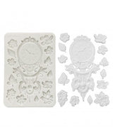 Molde STAMPERIA silicona A5 Gardens of Time Clock and Flowers 1
