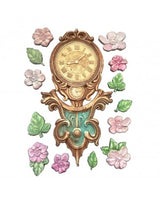 Molde STAMPERIA silicona A5 Gardens of Time Clock and Flowers 2