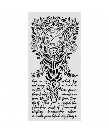 STENCIL Stamperia 12x25cm Gardens of Time Clock and Writing 1