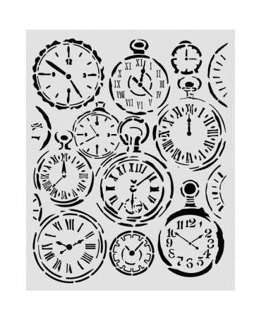 STENCIL Stamperia 20x25cm Mixed Clocks 1