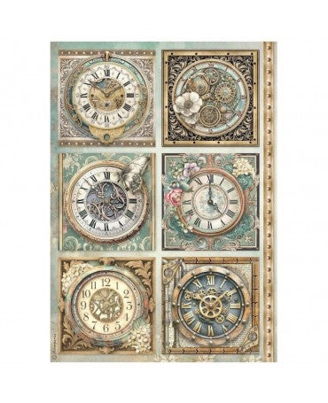 Papel arroz Stamperia A4 Gardens of Time 6 Clocks 1
